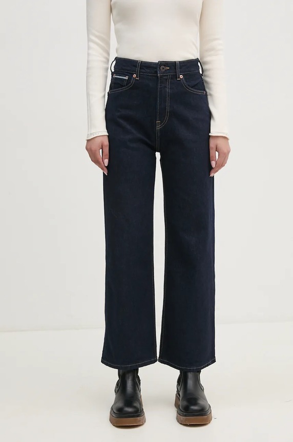Pepe Jeans jeansy STRAIGHT JEANS UHW Planet friendly granatowy PL204731AB3