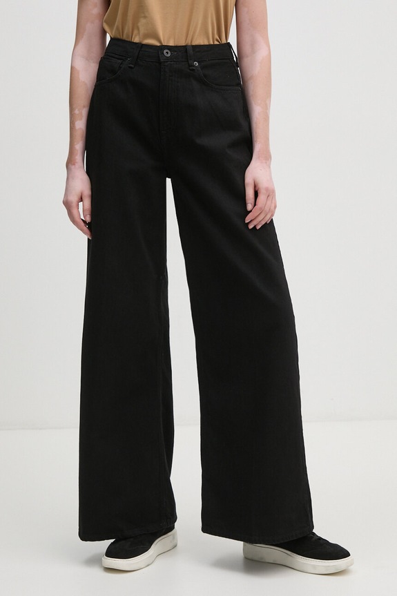Rifle Pepe Jeans WIDE LEG JEANS UHW Planet friendly čierna PL204740XH6