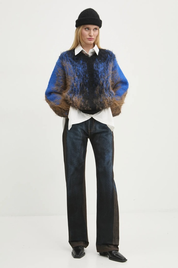 Odzież Y/Project jeansy YP TROMPE L'OEIL JEANS 207PA019 granatowy