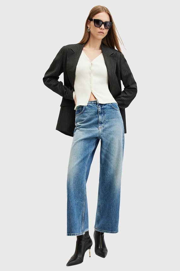 AllSaints jeansy BLAKE FRAY Planet friendly niebieski W009EB