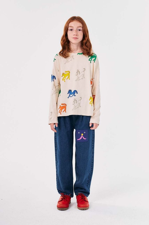 Bobo Choses jeansy dziecięce Funny face Planet friendly granatowy 224AC106