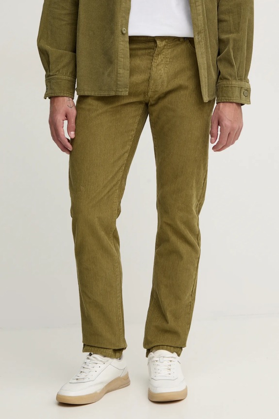 United Colors of Benetton pantaloni in velluto a coste tessuto verde 4FYHU7B88