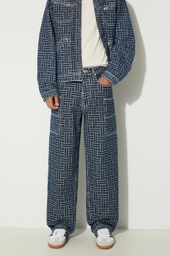 Džíny Kenzo Cargo Monkey Fit Jeans Weave modrá FE65DP4086J2.DD
