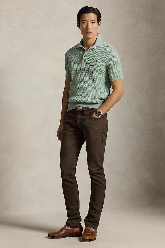 Abbigliamento Polo Ralph Lauren slim fit da uomo 710956083 marrone