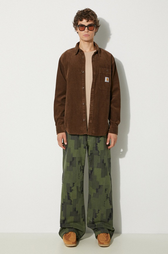 Marcelo Burlon jeansi AOP Cross Wide Pants CMCA187F24FAB0025810 verde AW24