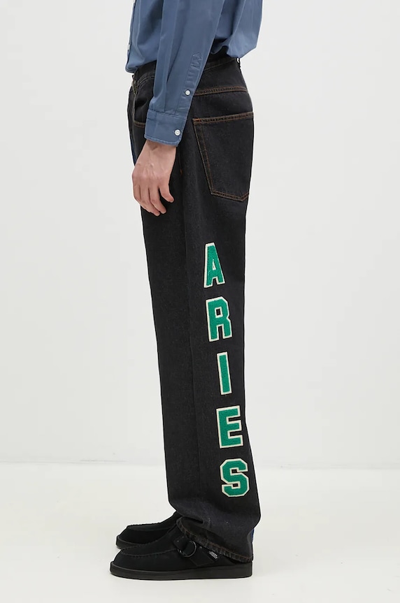 Aries jeansy Varsity Batten Jeans AR3030302 czarny AW24