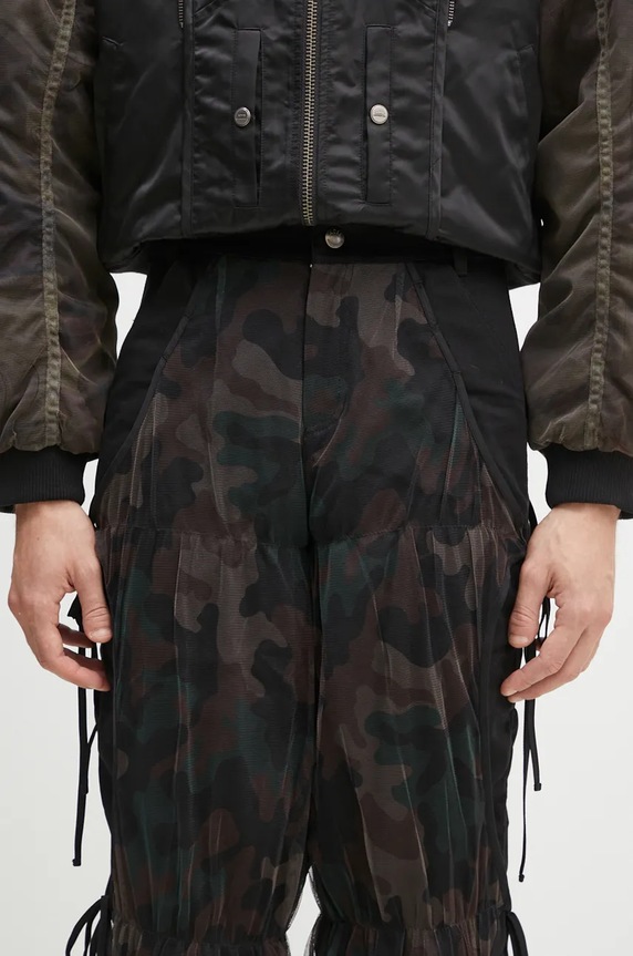Andersson Bell pantaloni Camouflage Mesh Layered Tying Pants nero apa767w