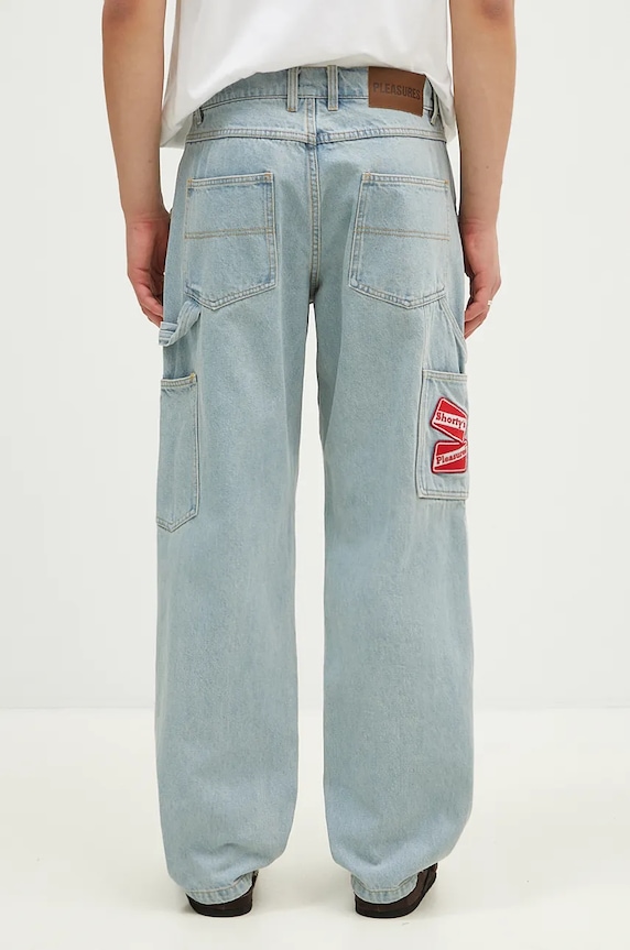 Clothing PLEASURES jeans Box Logo Carpenter Jeans P24F001 blue