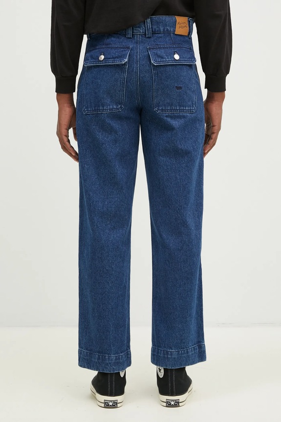 Одежда Джинсы Maison Kitsuné Workwear Pants NM01108WW5023 тёмно-синий