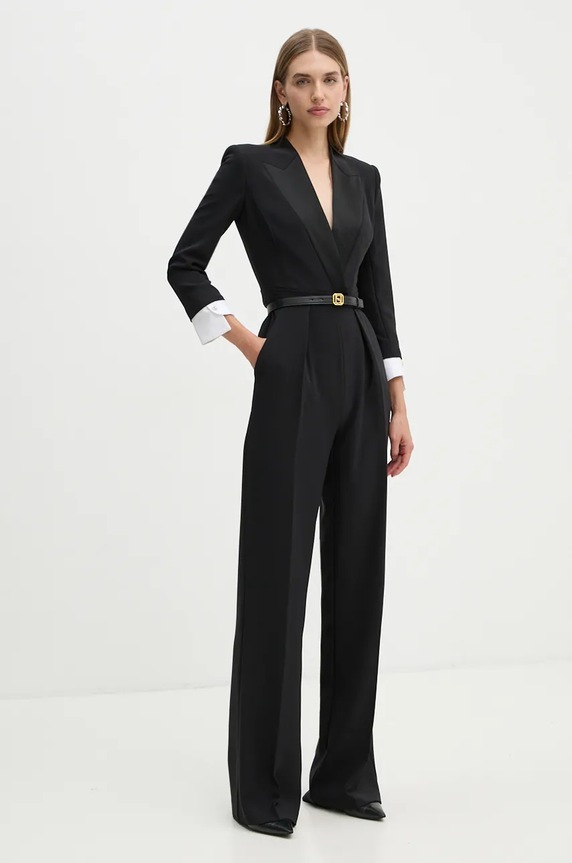 Elisabetta Franchi tuta elegante tessuto nero TU02947E2