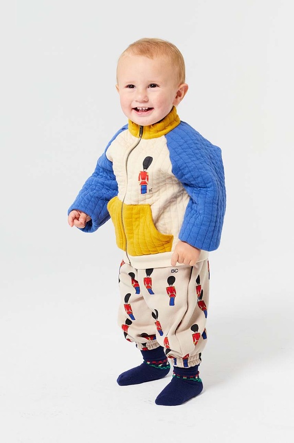 Bobo Choses spodnie dresowe bawełniane niemowlęce Little Tin Soldier 224AB064 beżowy