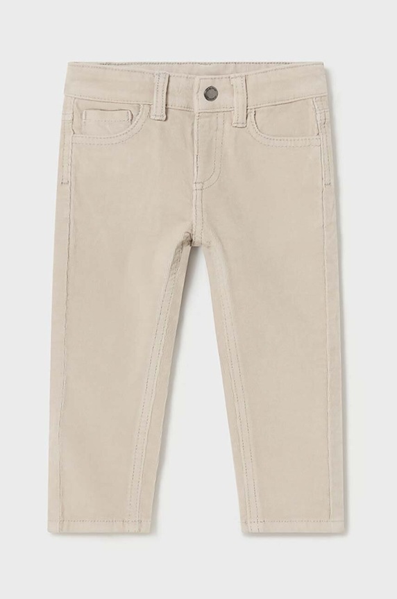 Mayoral pantaloni de bumbac pentru copii sztruks slim fit basi 502.3A.Baby.9BYH bej AW24