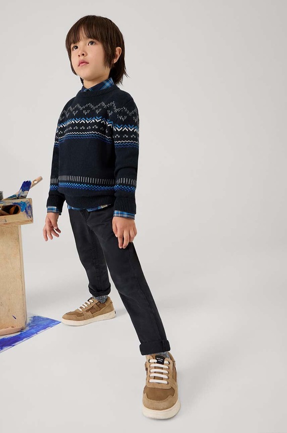 Mayoral spodnie bawełniane dziecięce relaxed fit bawełna niebieski 4541.5G.Mini.9BYH