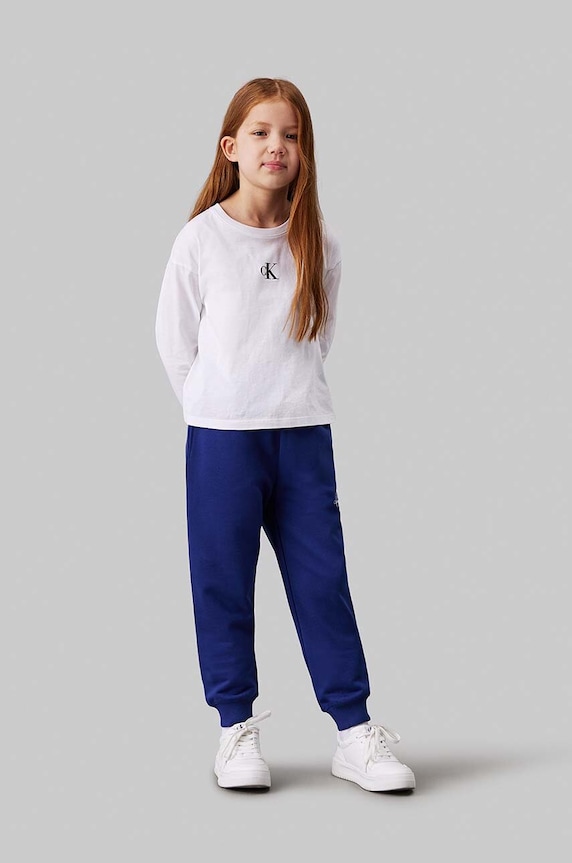 Calvin Klein Jeans gyerek pamut melegítőnadrág SWEATPANTS dzsörzé kék IU0IU00285.9BYH