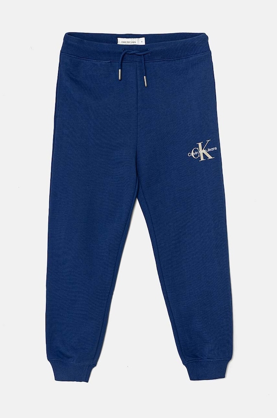 Calvin Klein Jeans gyerek pamut melegítőnadrág SWEATPANTS IU0IU00285.9BYH kék AW24