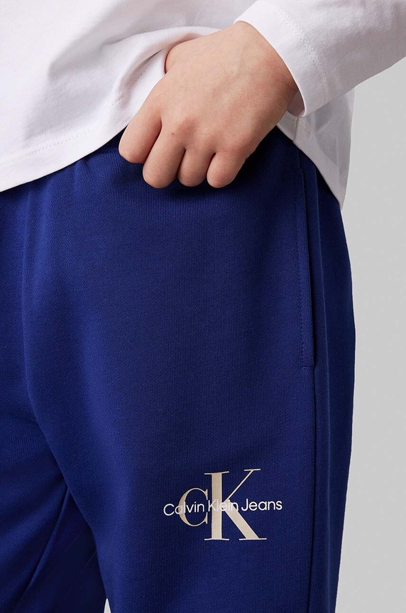 Calvin Klein Jeans gyerek pamut melegítőnadrág SWEATPANTS IU0IU00285.9BYH kék