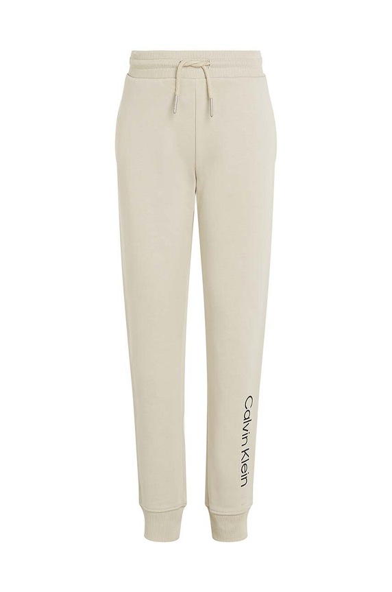 Calvin Klein Jeans spodnie dresowe bawełniane dziecięce REGULAR JOGGER IU0IU00681.128.176.9BYH beżowy AW24