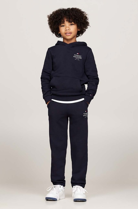 Dětské tepláky Tommy Hilfiger TH LOGO PUFF PRINT pletenina námořnická modř KB0KB09244.9BYH.128.176