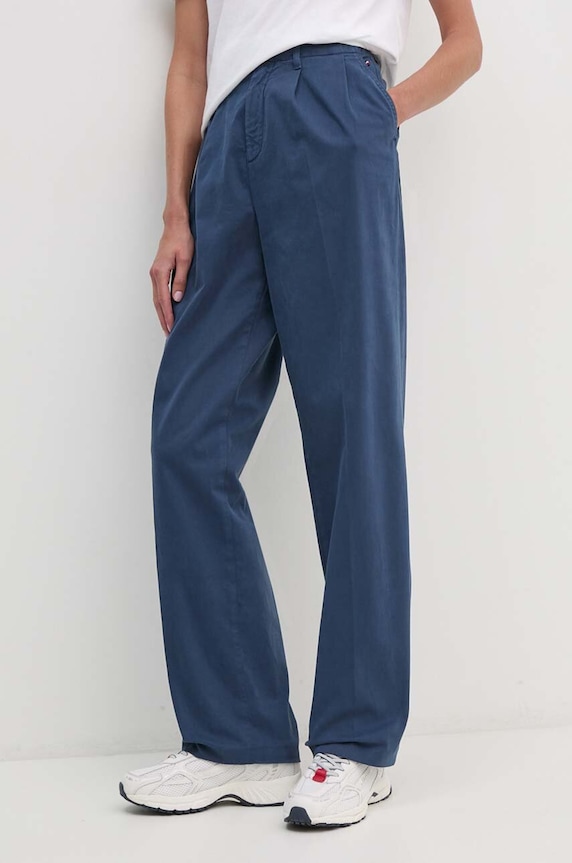 Tommy Hilfiger spodnie z elastanem niebieski WW0WW42233