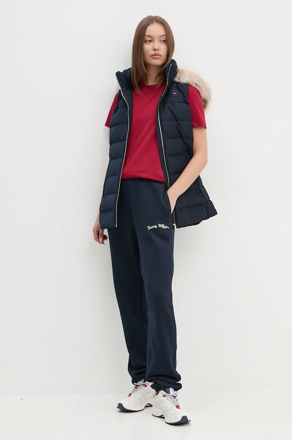 Bavlněné tepláky Tommy Hilfiger WW0WW42718 námořnická modř AW24