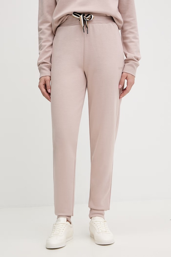 BOSS spodnie lounge damskie CP Stripe Pants Cuff beżowy 50524759