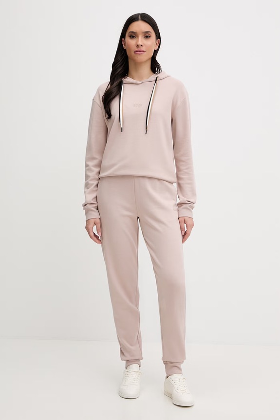 BOSS spodnie lounge damskie CP Stripe Pants Cuff 50524759 beżowy SS26