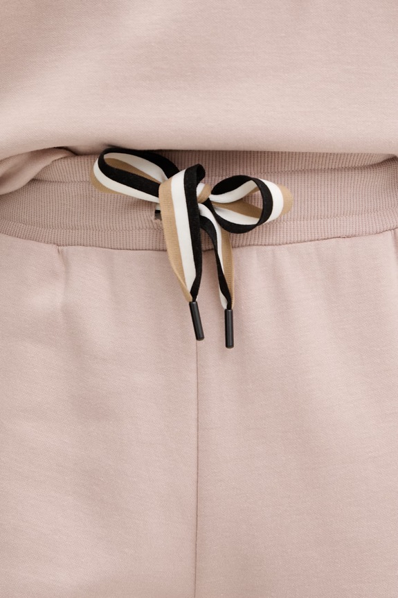 BOSS spodnie lounge damskie CP Stripe Pants Cuff beżowy 50524759