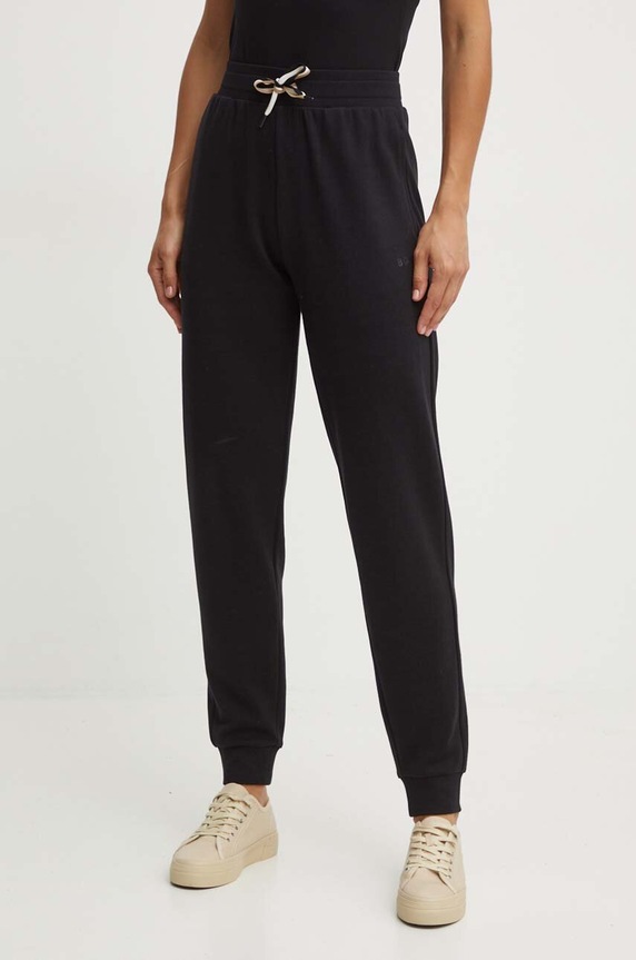 BOSS spodnie lounge damskie CP Stripe Pants Cuff dzianina czarny 50524759