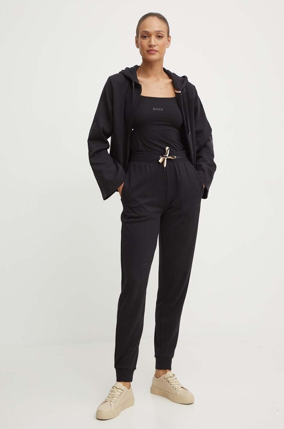BOSS spodnie lounge damskie CP Stripe Pants Cuff 50524759 czarny SS26