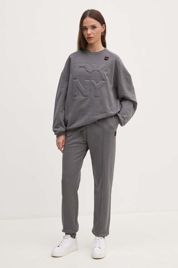 Dkny spodnie dresowe bawełniane D2B4A140 szary AW24