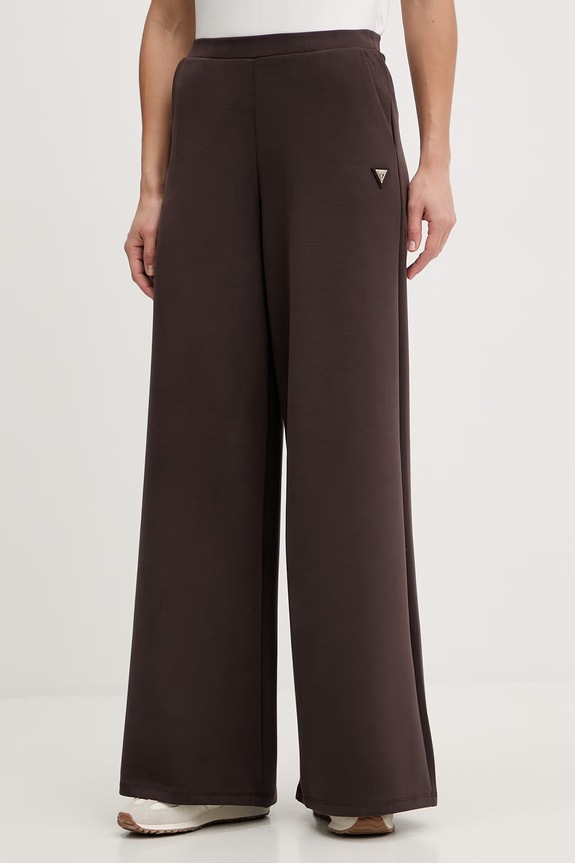 Παντελόνι Guess OLYMPE με ελαστάν καφέ V4YB07.KCAY2