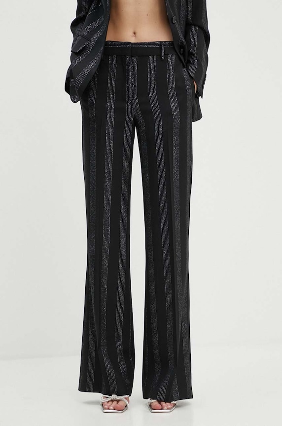 MSGM spodnie wełniane aplikacja czarny 3741MDP01A.247604