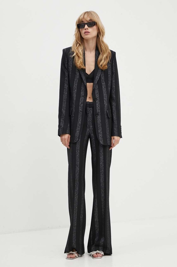 MSGM spodnie wełniane 3741MDP01A.247604 czarny AW24