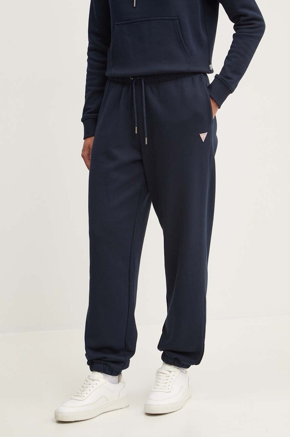 Guess Jeans melegítőnadrág sima sötétkék W4YB33.KC811
