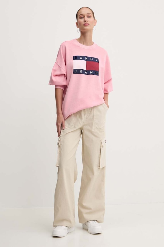 Tommy Jeans pantaloni de bumbac DW0DW18507 bej AW24
