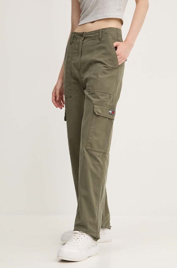 Tommy Jeans pantaloni de bumbac verde DW0DW18510