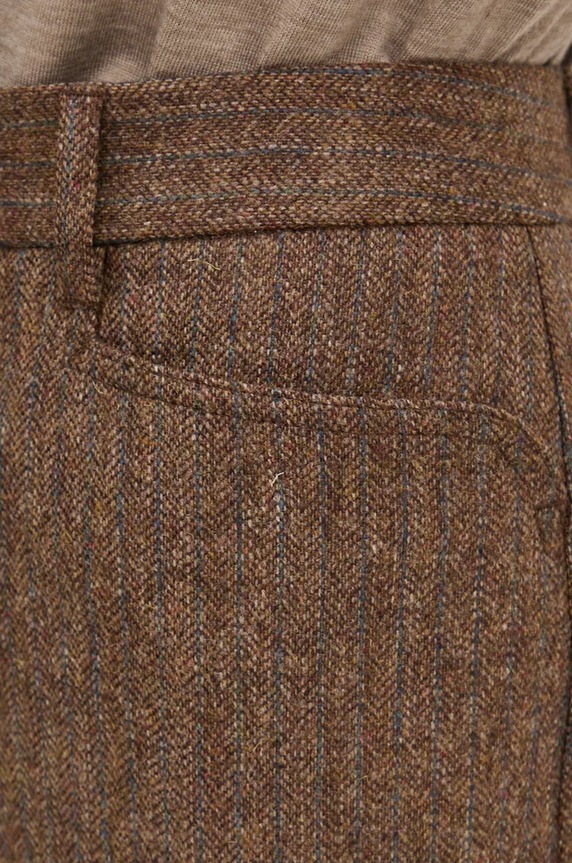 Вовняні штани Remain Herringbone Flare Pants коричневий 5018622977