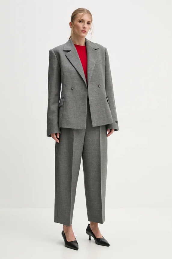 Herskind pantaloni de lana Olsen 5329140 gri AW24