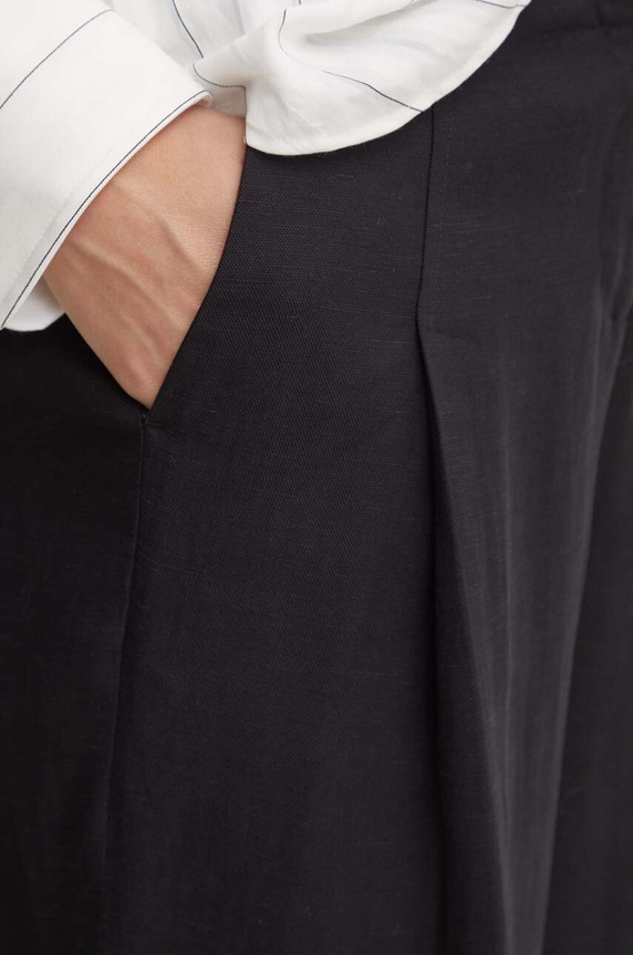 Karl Lagerfeld spodnie z domieszką lnu czarny 245W1006