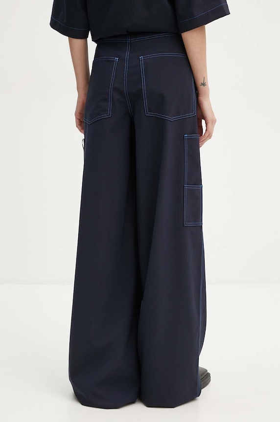 Îmbrăcăminte Sunnei pantaloni din lana RTWWBOT002 bleumarin