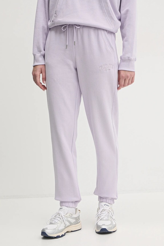 Dkny spodnie dresowe dzianina fioletowy DP4P3471