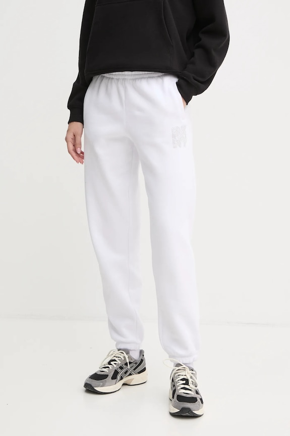 Dkny spodnie dresowe melanż biały DP4P3526