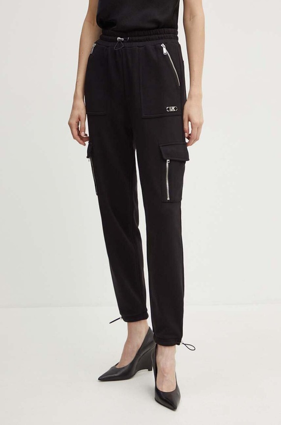 MICHAEL Michael Kors pantaloni de trening din bumbac tricotaj negru MT430P24MY
