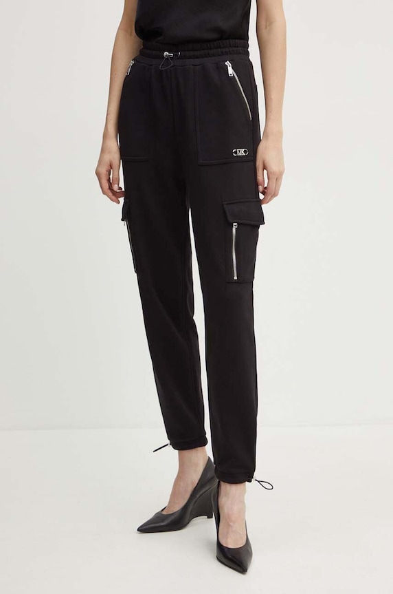 MICHAEL Michael Kors pantaloni de trening din bumbac tricotaj negru MT430P24MY