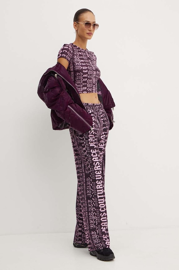 Versace Jeans Couture spodnie dresowe bawełniane 77HAA320.FS172 fioletowy AW24
