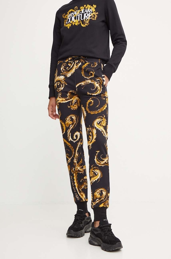 Βαμβακερό παντελόνι Versace Jeans Couture βαμβάκι μαύρο 77HAA310.FS171