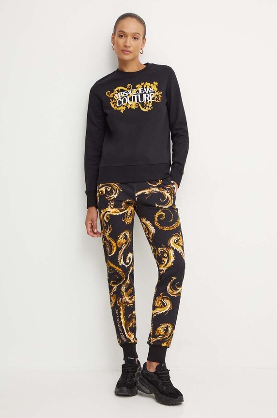 Βαμβακερό παντελόνι Versace Jeans Couture 77HAA310.FS171 μαύρο AW24
