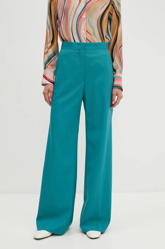 PS Paul Smith spodnie wełniane tkanina turkusowy W2R.206T.N31053