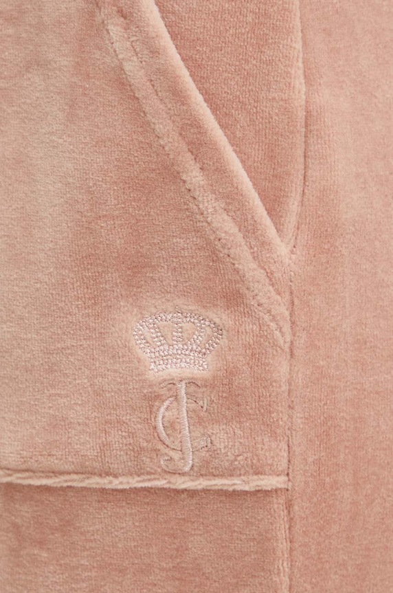 Juicy Couture spodnie dresowe welurowe CAISA beżowy JCSEBJ008.678