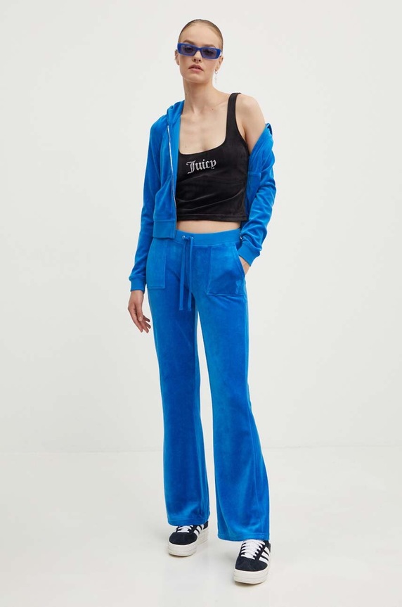 Juicy Couture velúr melegítőnadrág CAISA LOW RISE PANT JCSEBJ008.233 kék AW24